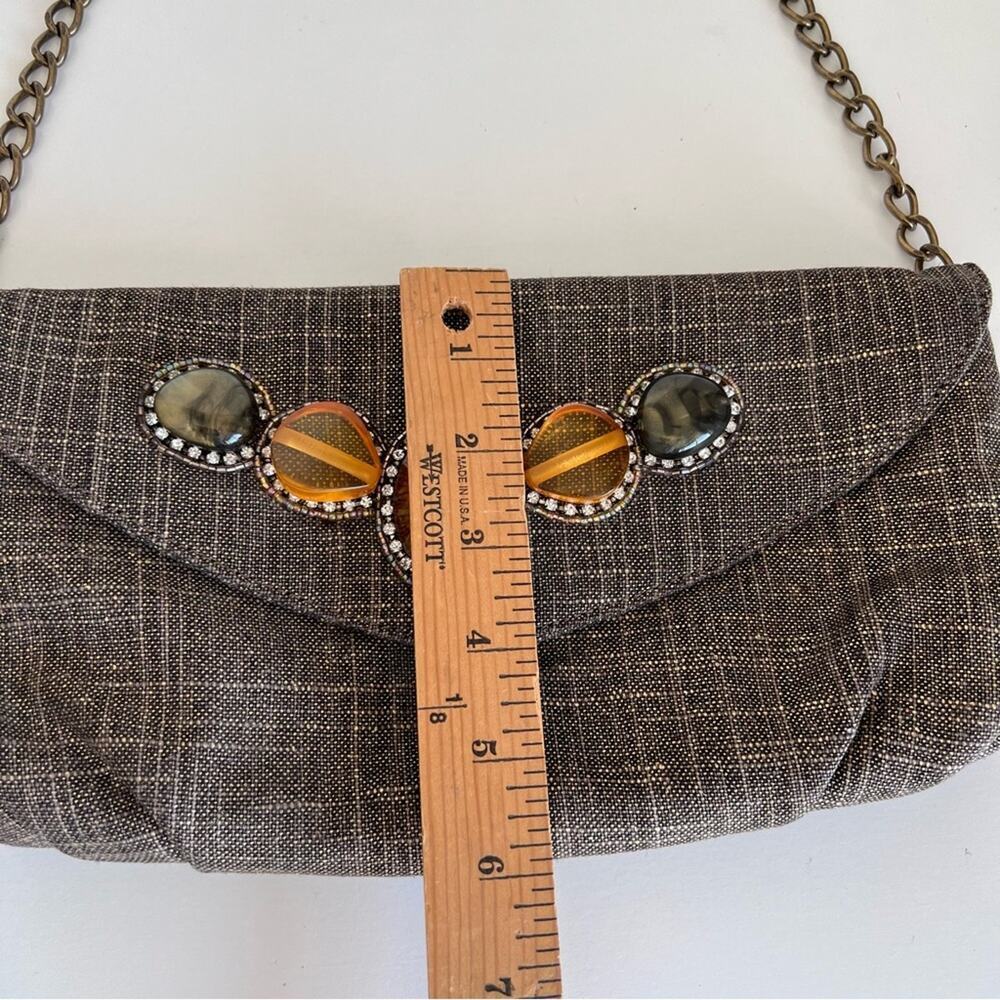 Chico’s Embellished Linen Foldover Clutch bag - Picture 8 of 10